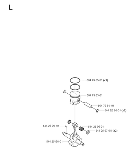 Piston And Crankshaft Diagram and Parts List for 180BF 20080500001-20084000000 Husqvarna Leaf Blower / Vacuum