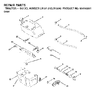 Dash Diagram and Parts List for LR121 (HCLR120A, 954140001)(1996-08) Husqvarna Lawn Tractor