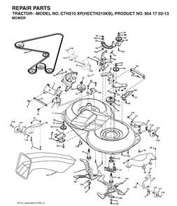 Mower Deck / Cutting Deck Diagram and Parts List for CTH210XP (HECTH210KB)(2004-01) Husqvarna Lawn Tractor