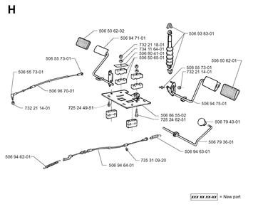 Pedals Diagram and Parts List for PF20 1998-10 Husqvarna Lawn Tractor