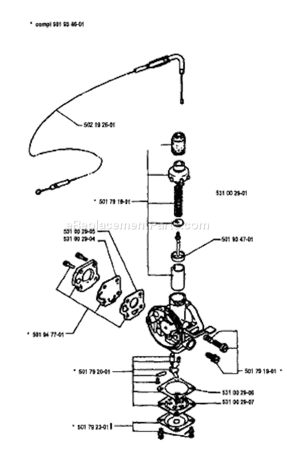Page C Diagram and Parts List for 24H 1992-04 Husqvarna Trimmer