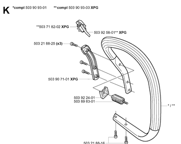 Handle Diagram and Parts List for 346XP 20041000001-20070799999 Husqvarna Chainsaw