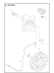 Ignition System Diagram and Parts List for 553RS  Husqvarna Brush Cutter