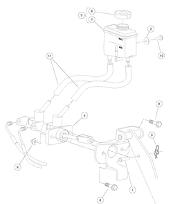 Master Cylinder With Remote Reservior Diagram and Parts List for HUV4421GXP 2009 Husqvarna Lawn Tractor