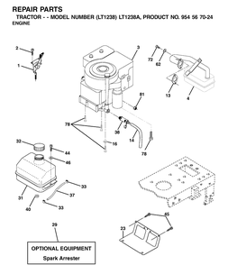 Engine Diagram and Parts List for LT1238-LT1238A 2000-10 Husqvarna Lawn Tractor