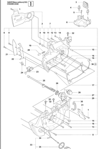 Crankcase (Ne) 2 Diagram and Parts List for 353 2009-02 Husqvarna Chainsaw