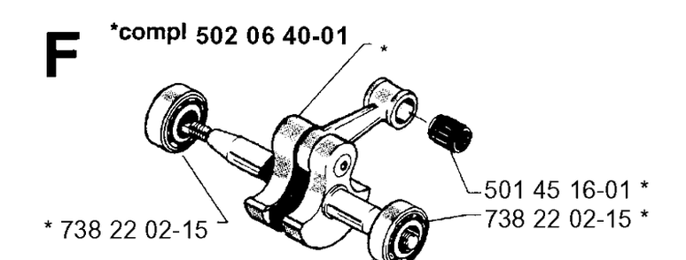 Crankshaft Diagram and Parts List for 250RX 19954000001-19973100000 Husqvarna Brush Cutter