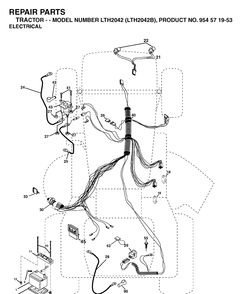 Electrical Diagram and Parts List for LTH2042-LTH2042B 2004-01 Husqvarna Lawn Tractor