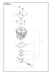 Cylinder Piston Diagram and Parts List for 525RXMARKII  Husqvarna Brush Cutter