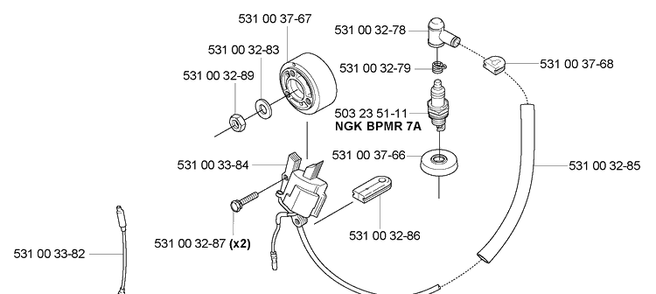 Ignition / Flywheel Diagram and Parts List for 165BT 2005-08 - US Husqvarna Leaf Blower / Vacuum