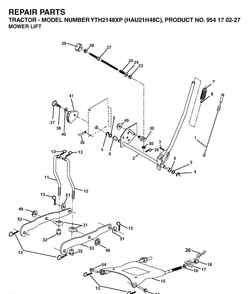 Mower Lift / Deck Lift Diagram and Parts List for YTH2148XP (HAU21H48C)(2005-05) Husqvarna Lawn Tractor