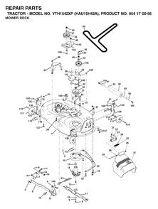 Mower Deck / Cutting Deck Diagram and Parts List for YTH1542XP (954170056-A)(2003-01) Husqvarna Lawn Tractor