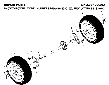 Wheels And Tires Diagram and Parts List for 524S (96193000100)(2006-06) Husqvarna Snow Blower