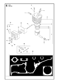 Cylinder, Piston And Muffler Diagram and Parts List for K1250ACTIVE 2010-02 Husqvarna Circular Saw