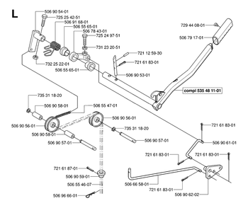 Controls Diagram and Parts List for R16 (953521401)(2006-01) Husqvarna Lawn Tractor