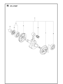 Crankshaft Diagram and Parts List for 576XP 20090100001-Current Husqvarna Chainsaw