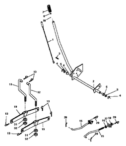 Mower Lift Diagram and Parts List for LT125 (954002711-C)(1996-04) Husqvarna Lawn Tractor
