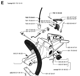 Fuel Tank And Handle 2 Diagram and Parts List for 51 19982300001-20001900000 Husqvarna Chainsaw