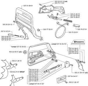 Chain Brake Diagram and Parts List for 385 2001-04 Husqvarna Chainsaw