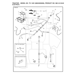 Electrical Parts Diagram and Parts List for 96043030200  Husqvarna Lawn Tractor