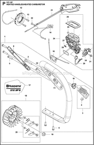 Heated Handles Diagram and Parts List for 572XPG  Husqvarna Chainsaw