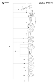 Carburetor Details Diagram and Parts List for 150BT 20084000001 - 20184199999 Husqvarna Leaf Blower / Vacuum
