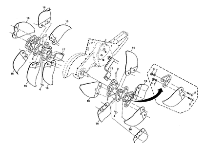 Tine Assembly Diagram and Parts List for DRT900E 2013-03 Husqvarna Cultivator