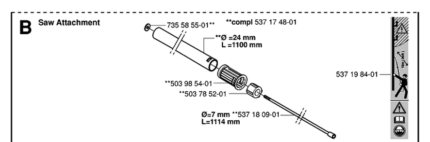 Attachments Diagram and Parts List for 326P 20062800001-20081199999 Husqvarna Pole Saw