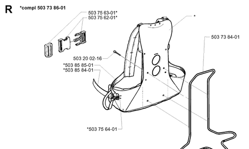 Harness Diagram and Parts List for 235P 19970500001-Current Husqvarna Pole Saw