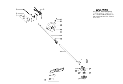 Shaft And Handle Diagram and Parts List for 128LDX 952711948 Husqvarna Edger