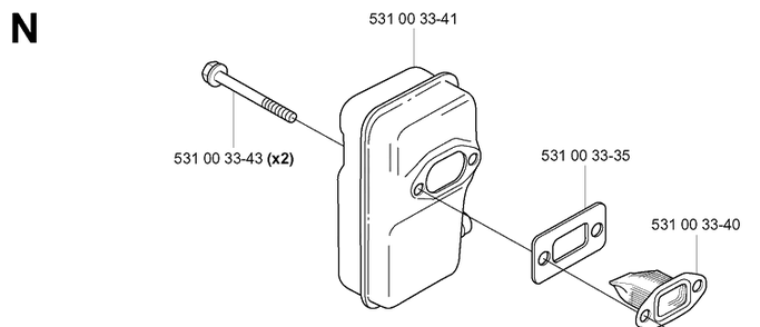 Muffler Diagram and Parts List for 145BT 20053300001-Current Husqvarna Leaf Blower / Vacuum
