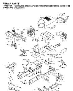 Chassis And Enclosures Diagram and Parts List for GTH250XP (HEGTH250KA)(2003-01) Husqvarna Lawn Tractor