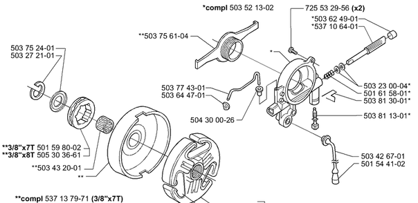 Oiler Diagram and Parts List for 385 2001-04 Husqvarna Chainsaw