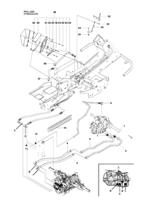 Hydraulic Frame Diagram and Parts List for PF21AWD (965192501)(2010-07) Husqvarna Lawn Tractor