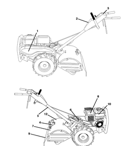 Decals Diagram and Parts List for DRT900 (96093001800)(2010-11) Husqvarna Cultivator