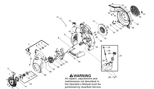 Housing Diagram and Parts List for 125BX 952715644 Husqvarna Leaf Blower / Vacuum