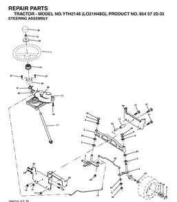 Steering Diagram and Parts List for YTH2148-LO21H48G 2004-04 Husqvarna Lawn Tractor
