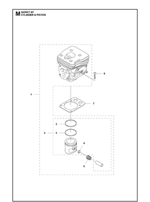 Cylinder Piston Diagram and Parts List for 545RXTAT  Husqvarna Brush Cutter