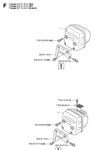 Muffler Diagram and Parts List for 359 20070900001-Current Husqvarna Chainsaw