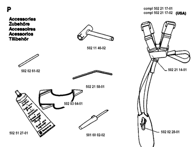 Accessories Diagram and Parts List for 235R 19930600001-19940600000 Husqvarna Brush Cutter