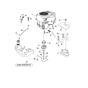 Engine Diagram and Parts List for LGT2654-96043018300  Husqvarna Lawn Tractor