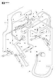Hydraulic Hoses Under Carriage Diagram and Parts List for DXR310 (1 - 42)(2009-07) Husqvarna Demolition Hammer