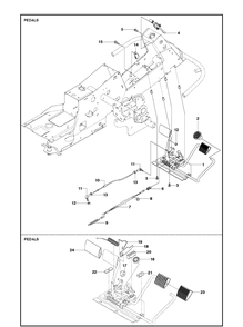 Pedals Diagram and Parts List for R215TX  Husqvarna Lawn Mower