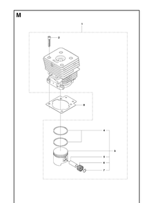 Cylinder Piston Diagram and Parts List for 241R 20093600001-20144900000 Husqvarna Brush Cutter