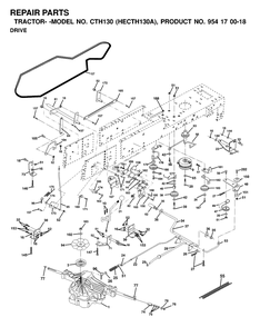 Drive Diagram and Parts List for CTH130 (954170018-A)(2000-03) Husqvarna Lawn Tractor