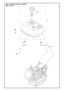 Fuel Tank Diagram and Parts List for HH389MP OB Husqvarna Engine
