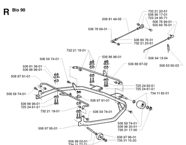 Protection Frame 4 Diagram and Parts List for PR15 2002-02 Husqvarna Lawn Mower