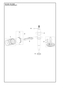 Piston And Crankshaft Diagram and Parts List for HS139A531450601 HS 139AE 531450801, 531450802 Husqvarna Engine