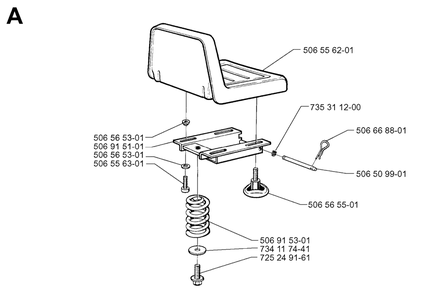 Seat Diagram and Parts List for R970 1997-03 Husqvarna Lawn Tractor