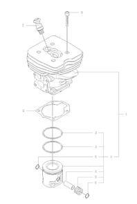 Cylinder / Piston Diagram and Parts List for 355 2007-07 Husqvarna Brush Cutter